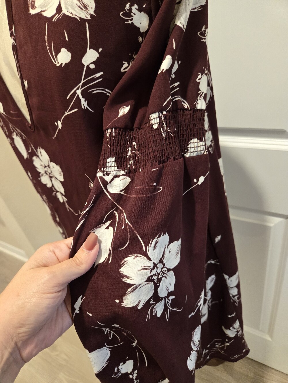 Peach Love Burgundy Floral Shift Dress, Size Large - Picture 9 of 10